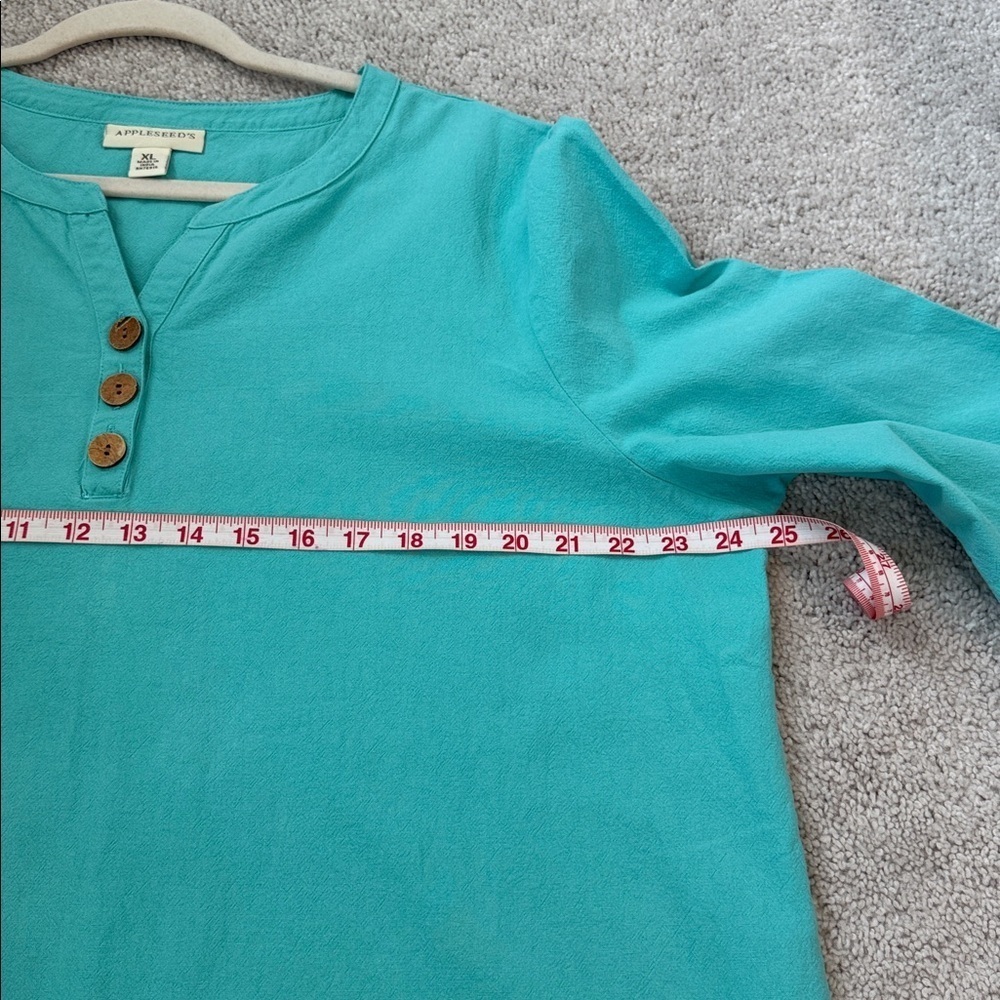 Appleseed’s Women's Turquoise Button-Detail Blouse Size XL - Picture 4 of 9